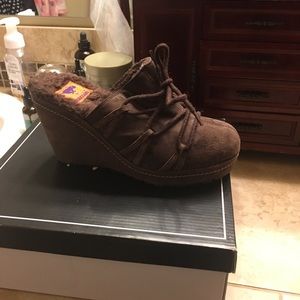 Clogs slip on wedge suede shoe